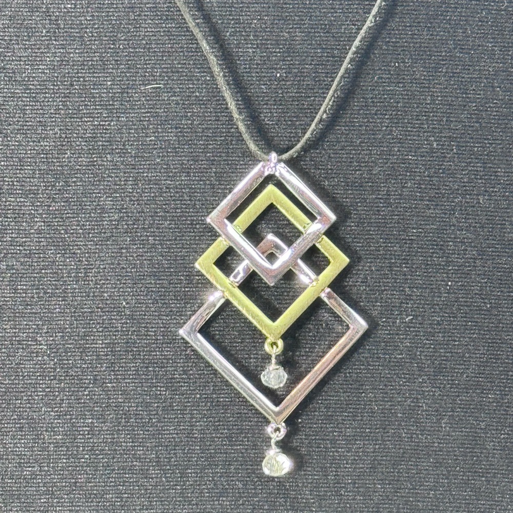 Chico's Silver and Gold Geometric Necklace with Modern Design NWOT